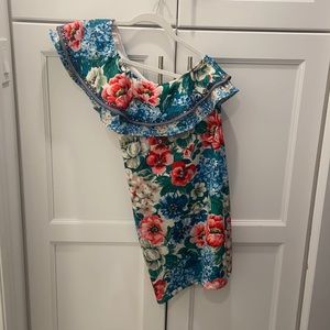 Flower one shoulder dress